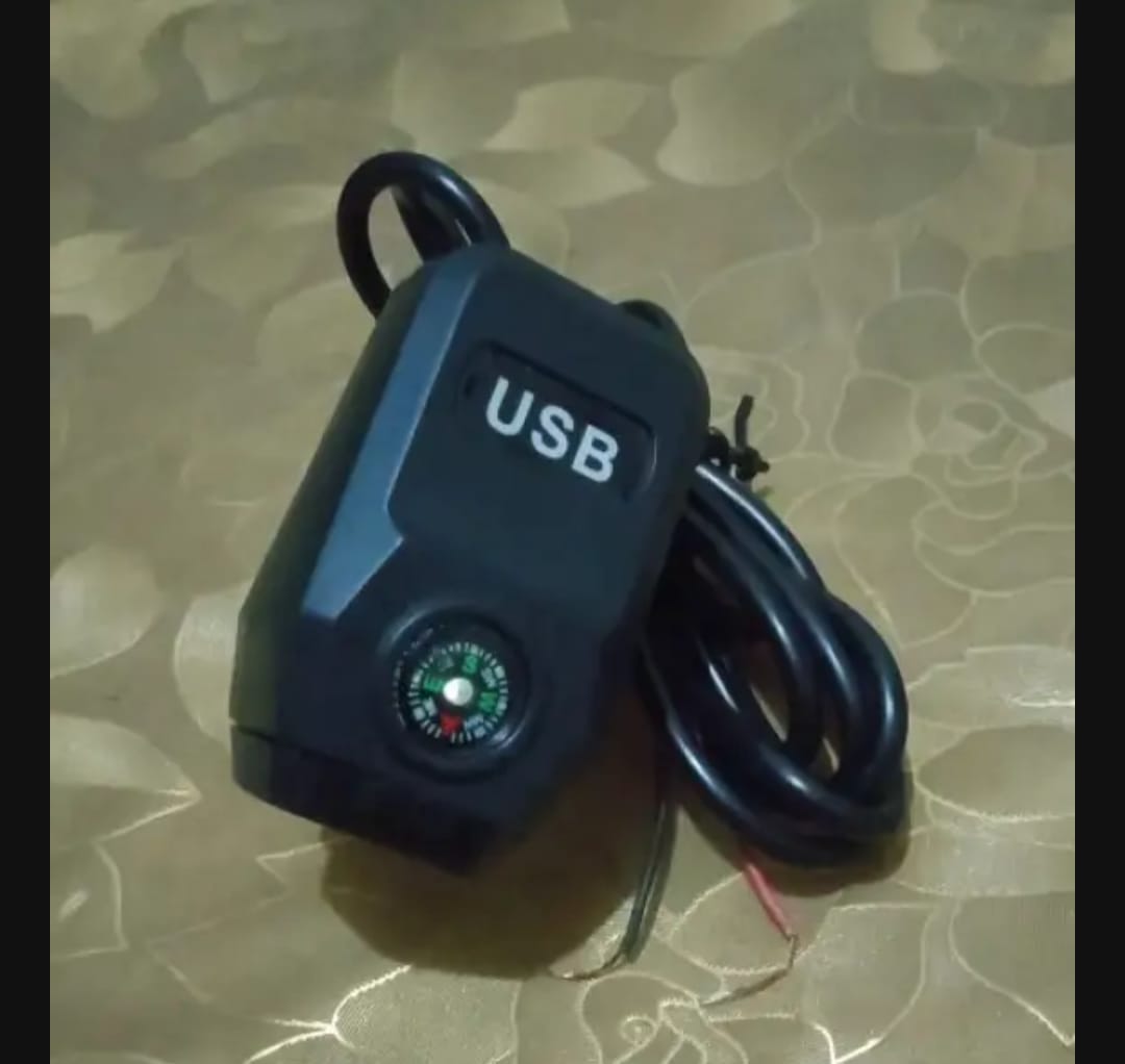 Motorcycle USB Charger with Compass Fast Charging, Waterproof, 36-105V Universal for Motorcycles & E-Bikes