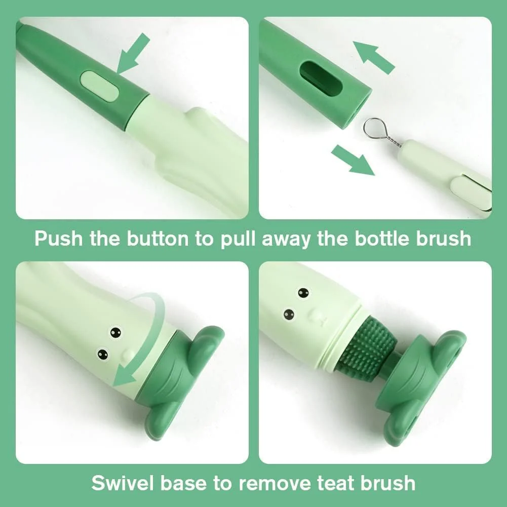 3-in-1 Silicone Baby Bottle Cleaning Brush Set Pacifier, Straw, and Bottle Scrubber - Image 3