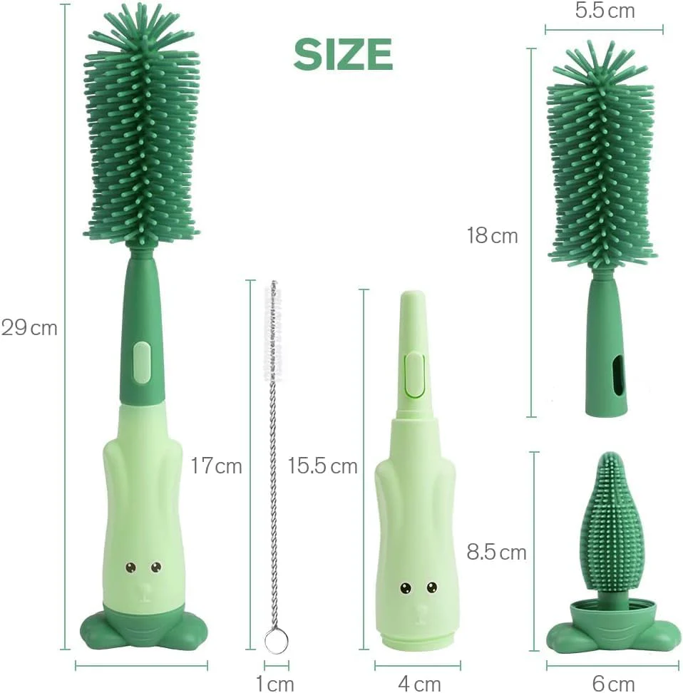 3-in-1 Silicone Baby Bottle Cleaning Brush Set Pacifier, Straw, and Bottle Scrubber - Image 4