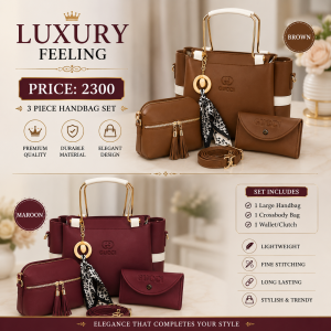 Gucci Inspired Women's Handbag & Wallet Set | Premium PU Leather Shoulder Bag – Blue, Mustard, Brown & Maroon