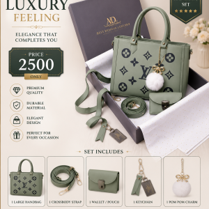 Women's Grey LV Inspired Monogram 2-Piece Leather Handbag Set | Premium Tote Bag with Matching Wallet