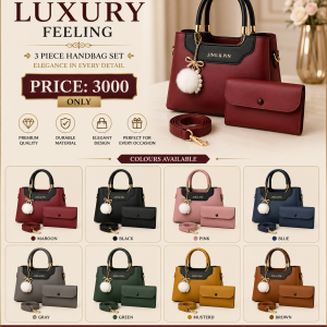 Women's Handbag & Wallet Set | Premium PU Leather Shoulder Bag – Maroon, Black, Pink, Blue, Grey, Green, Mustard & Brown