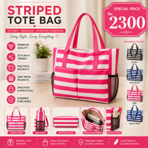 Korean Style Color Block Canvas Bag for Women | Summer Casual Shoulder Tote Bag