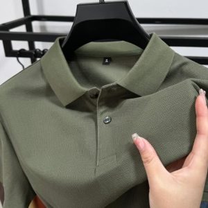 Men Black Heavy Polo Shirt Summer Business Casual