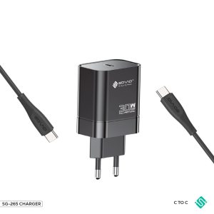 SOVO SG-265 LAZER 30W Super Fast C to C Charger  PD & QC 3.0 Type-C Adapter with Type-C Cable