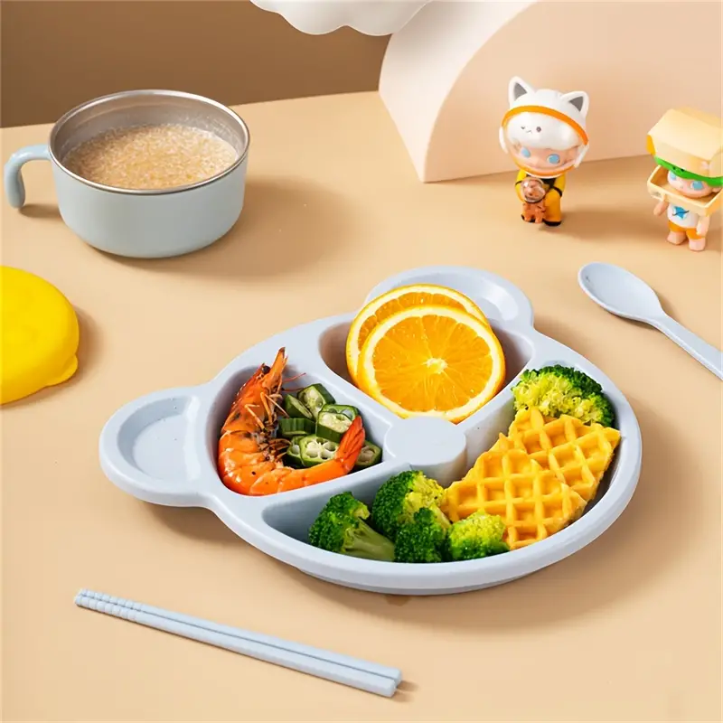 5 Pcs Bear Plate Set - Cartoon compartment dinner plate - Image 5
