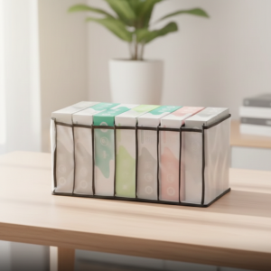 7 Grid Non-Woven Clothes Organizer for Wardrobe Foldable Storage Box, Milky White, 75 GSM (18x9x9 in)