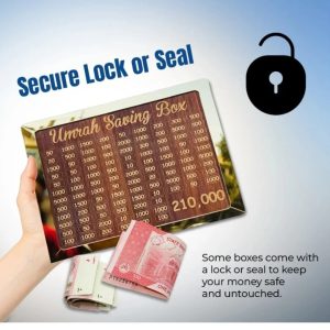 Premium Wooden Umrah Saving Box  210,000 Savings Goal Challenge Tracker