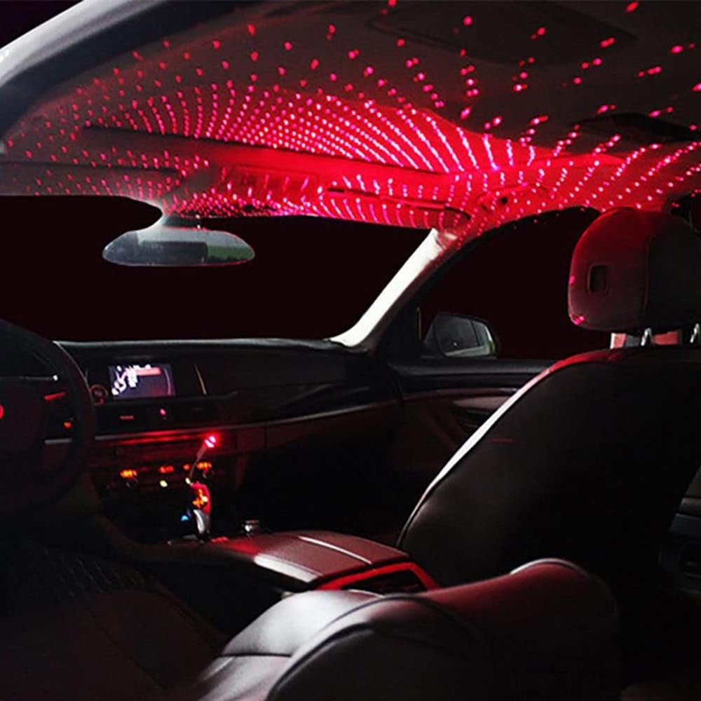 LED Galaxy Star Light USB Powered Rotating Starry Sky Laser Night Light For Bedroom Car Roof And Ceiling Decoration Red Color - Image 3