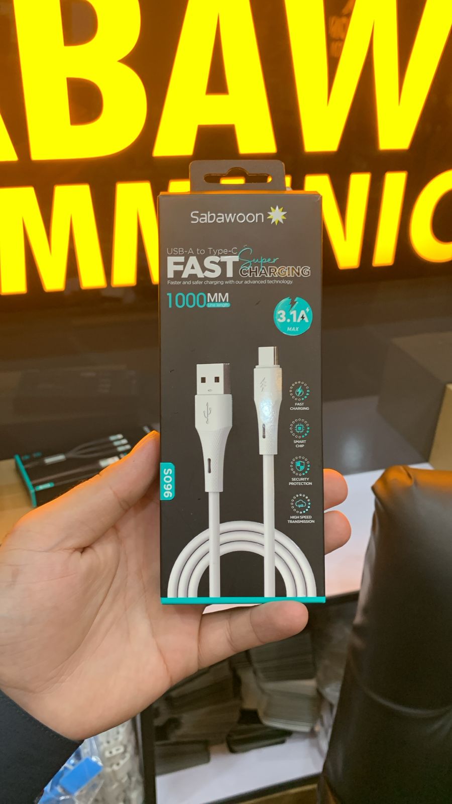 Sabawoon Super Fast Data Cable 1000mm USB-A to Type-C Charging Cable - Image 2
