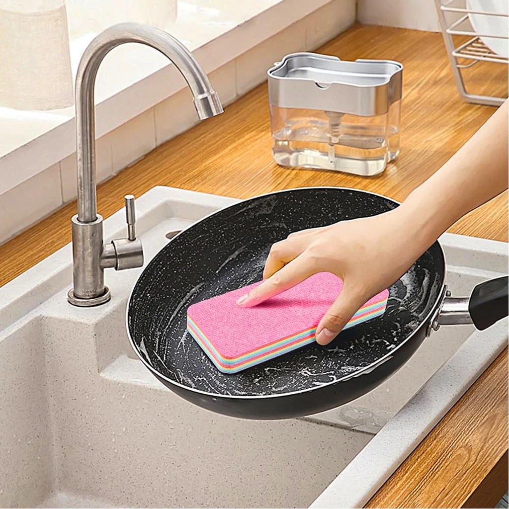 Multi-Purpose Microfiber Rainbow Sponge 12 Layer Durable Cleaning Sponge for Kitchen & Household Use