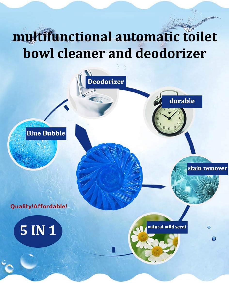 Eco-Friendly Toilet Bowl Cleaner & Deodorizer Tablets (10pcs) Automatic Tank Flush Blue Cleaning Tablets for Fresh & Hygienic Toilets - Image 2