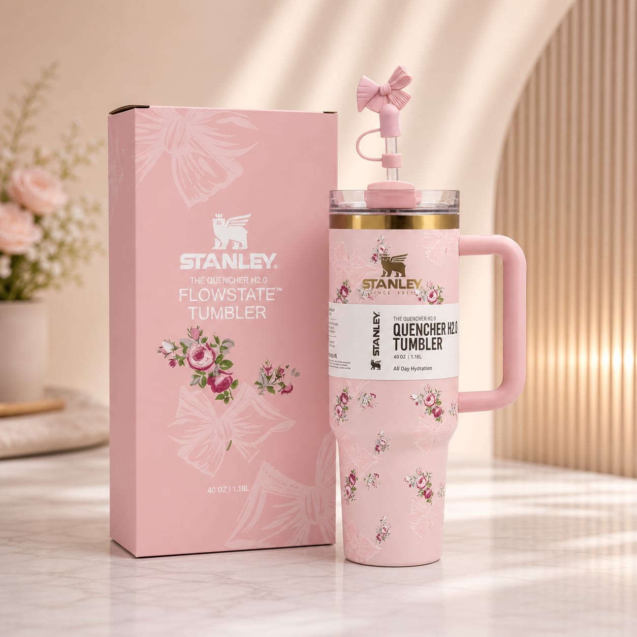 Stanley Premium Printed Tumbler 40oz with Box Stylish Stainless Steel Vacuum Insulated Travel Mug - Image 2