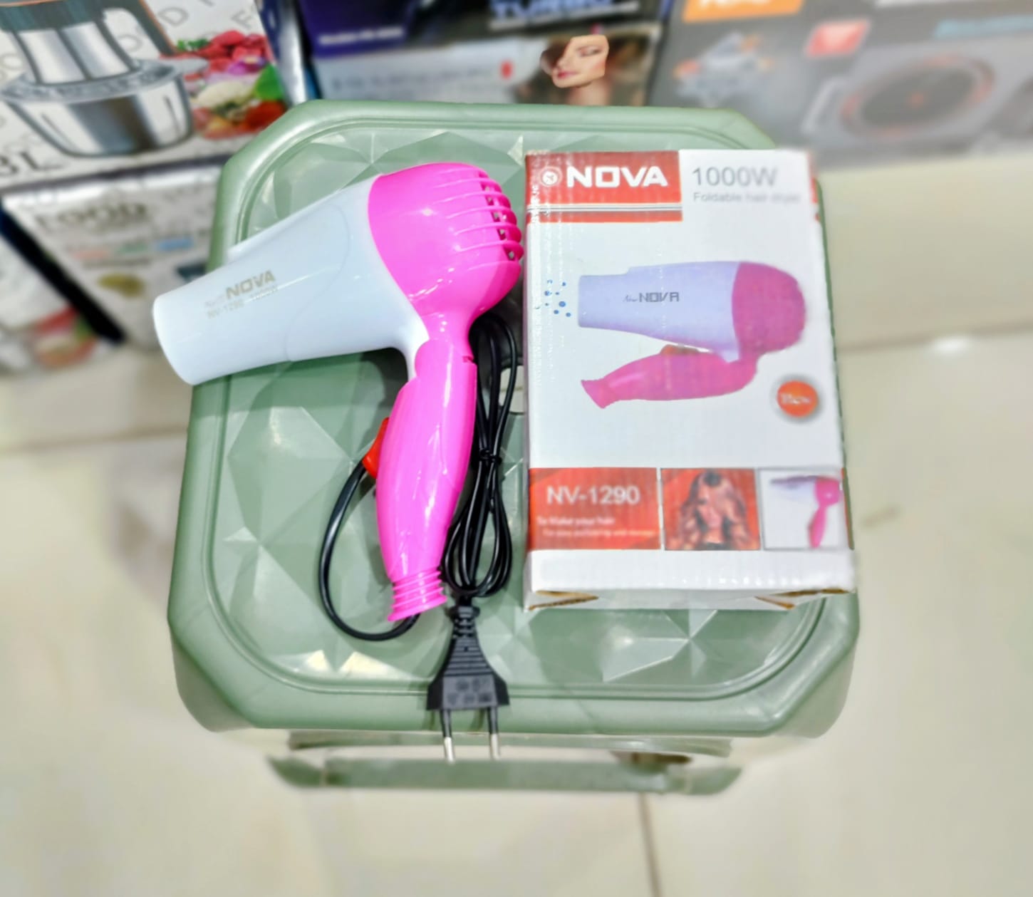Nova NV-1290 1000W Portable Foldable Mini Hair Dryer Compact Travel Styling Tool - Image 4
