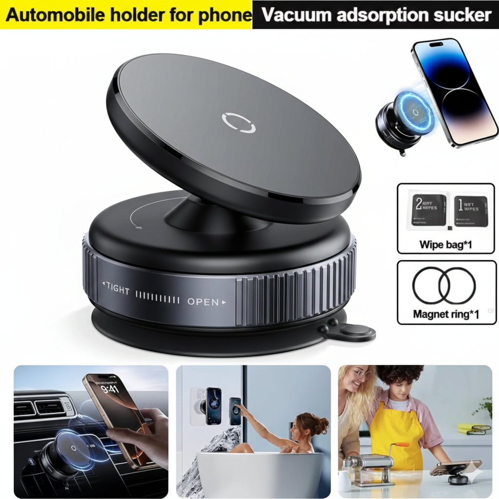 Professional Vacuum Suction Strong Magnetic Car Phone Holder 360° Rotation For All Phone Mobile Holder - Image 3