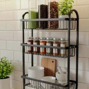 Wall Mounted Spice Rack Black Stainless Steel 3 Tier DIY Assembly Required (Self Assemble)