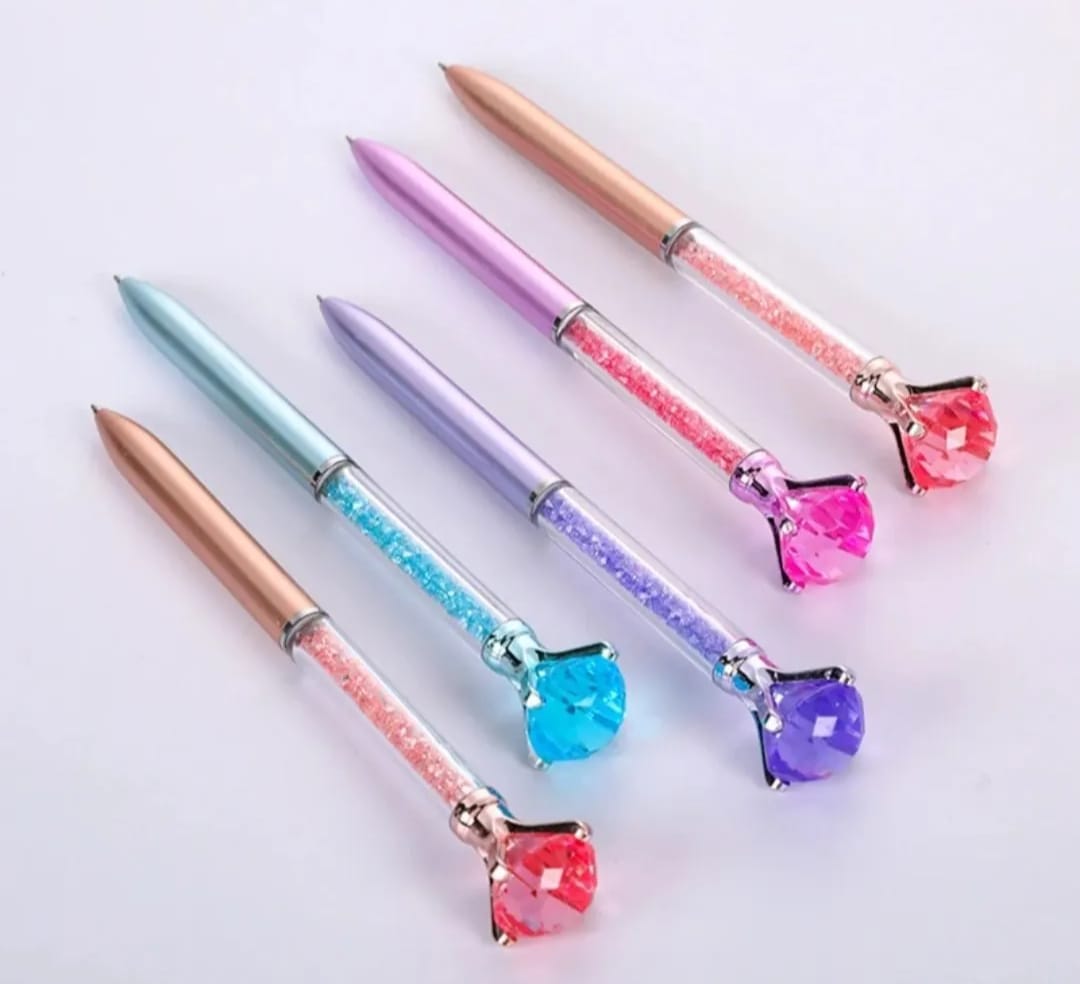 Diamond Ballpoint Pens Elegant Design Smooth Writing Comfortable Grip Durable Build Perfect For Office School And Daily Use (Random Color) - Image 3