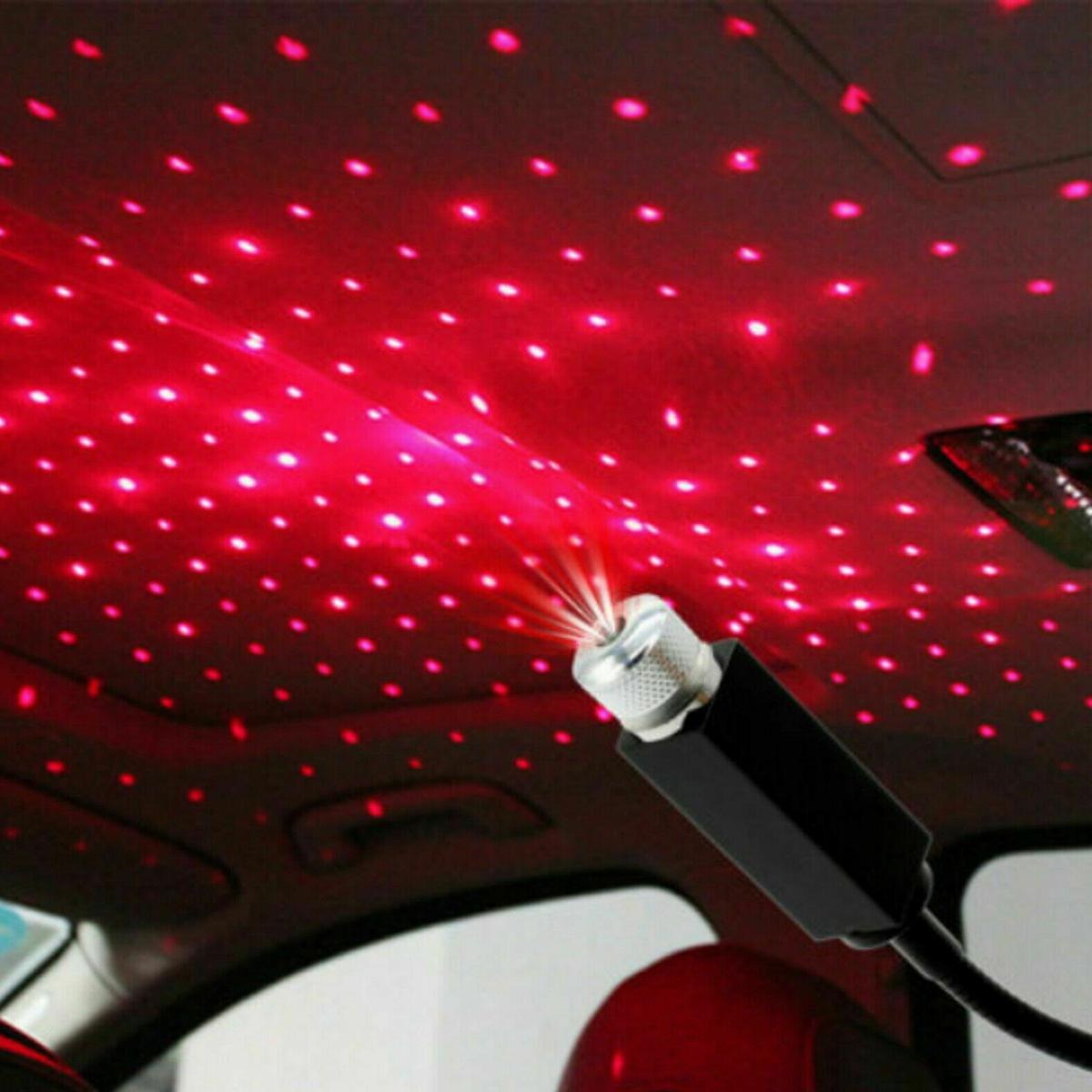 LED Galaxy Star Light USB Powered Rotating Starry Sky Laser Night Light For Bedroom Car Roof And Ceiling Decoration Red Color