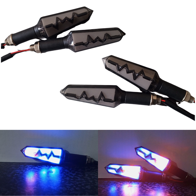 Bike Indicator HeartBeat Running Style With LAVA DRL Yellow-White/Yellow-Red/Yellow-Blue | Heartbeat Indicator | Mini Fancy Indicator for Bike - Image 3