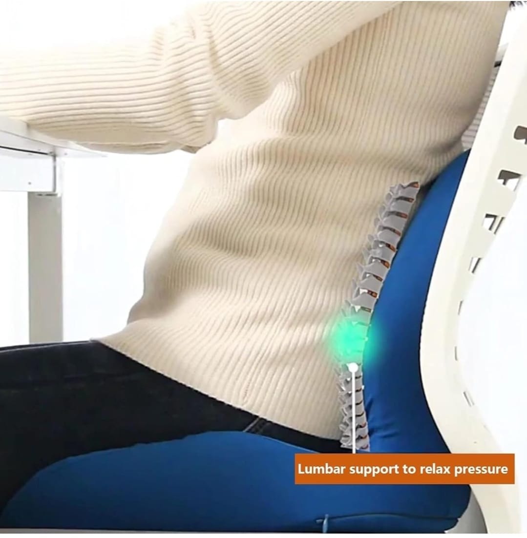 Ergonomic Lumbar Support Cushion Soft PU Memory Foam Backrest Pillow for Office Chair, Car & Home Use
