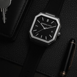 Universal Point UP 1988  Square Dial Leather Strap Watch | Stainless Steel Case | Water Resistant 3 ATM (With Box)