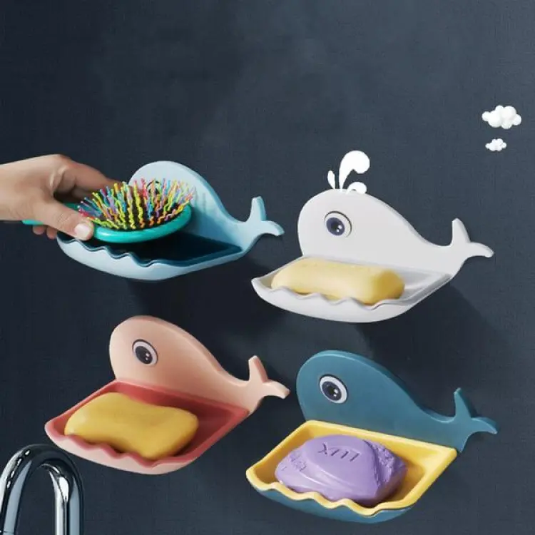 Fish-Shaped Double-Layer Adhesive Waterproof Soap Bar Holder Stand Rack For Bathroom, Shower, And Kitchen Walls (Pieces 1)( random color) - Image 3