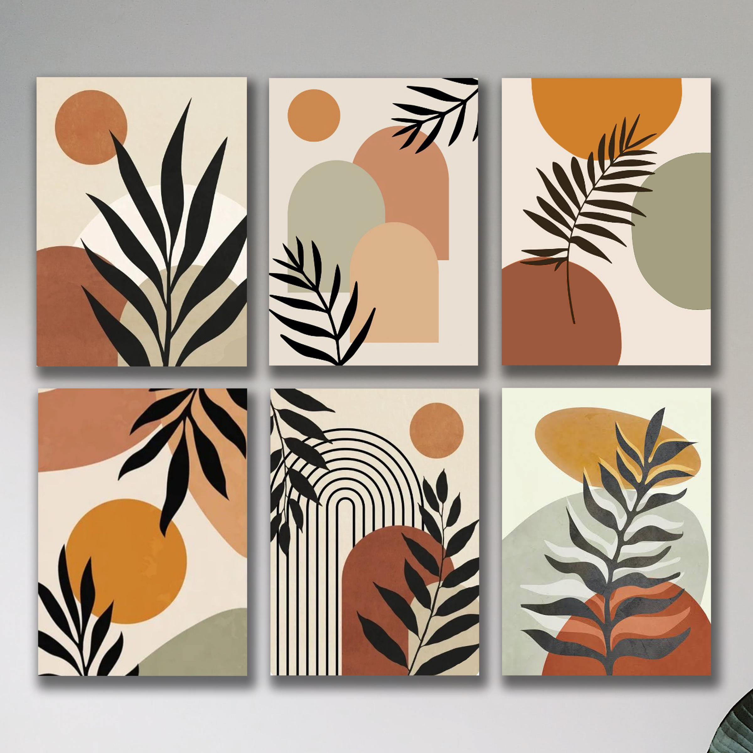 set of 6 abstract art wooden canvas frames for wall decoration / sticky photo tiles - Image 3