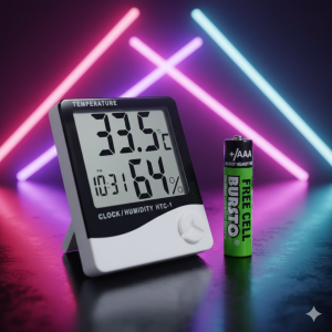 Professional LCD Indoor Temperature & Humidity Monitor  Large Display, Accurate Readings + Free Battery.