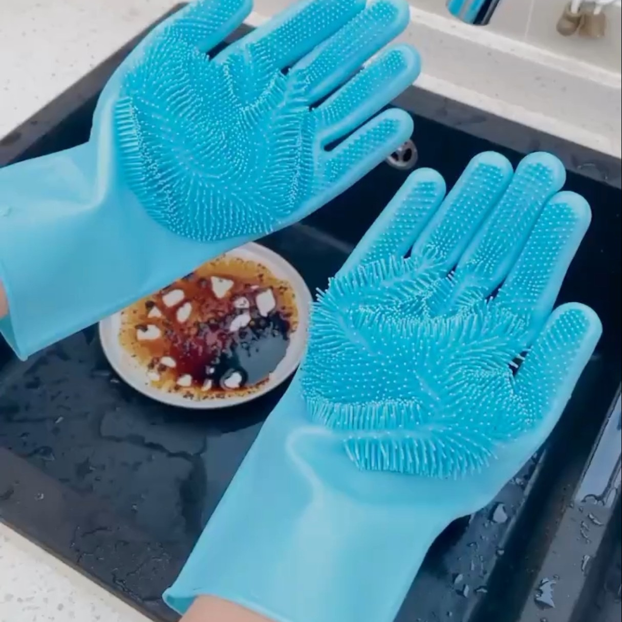 1 Pair Silicone Dishwashing Gloves Durable Quality Comfortable Grip Reliable Performance Easy Cleaning (Random Color) - Image 2