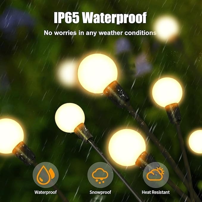 Garden Lights New Upgraded Solar Powered Firefly Lights, Outdoor Waterproof Vibrant Decorative Lighting for Home & Garden (Warm Light) - Image 3