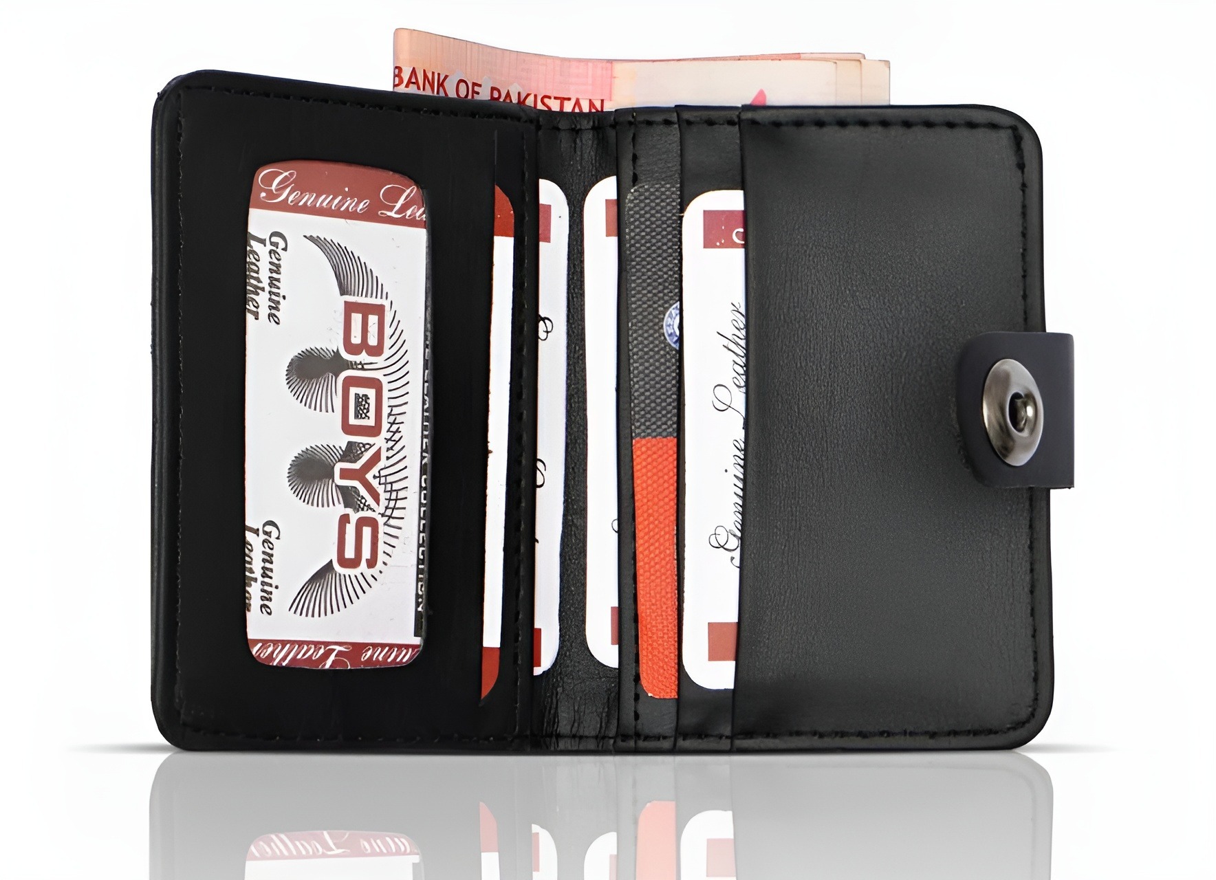Mens Premium Card Holder Wallet | Magnetic Button Small Wallet | 6 Card Slots & Cash Pocket - Image 3