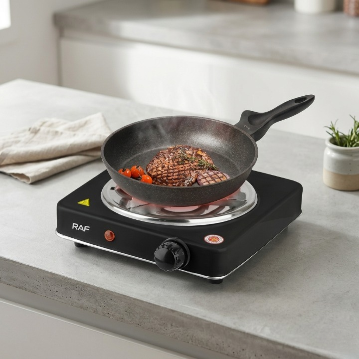 RAF 1000W Single Electric Stove Portable Hot Plate Countertop Cooker with Adjustable Temperature Control & Overheat Protection - Image 4