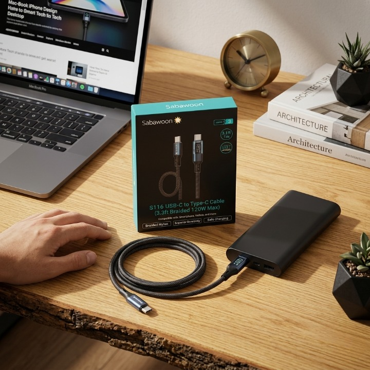 120W Digital Display Fast Charging Cable Full Original High Speed Braided Charging & Data Cable