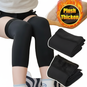 1 Pair Thermal Wool Knee Brace Sleeves  Long Warm Leg Support For Winter, Pain Relief & Joint Protection For Men And Women (Black)