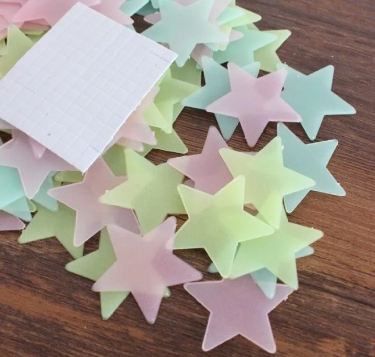 Pack of 100 - Multicolor 3D Glowing Star Night Dark Room Decor - Image 2