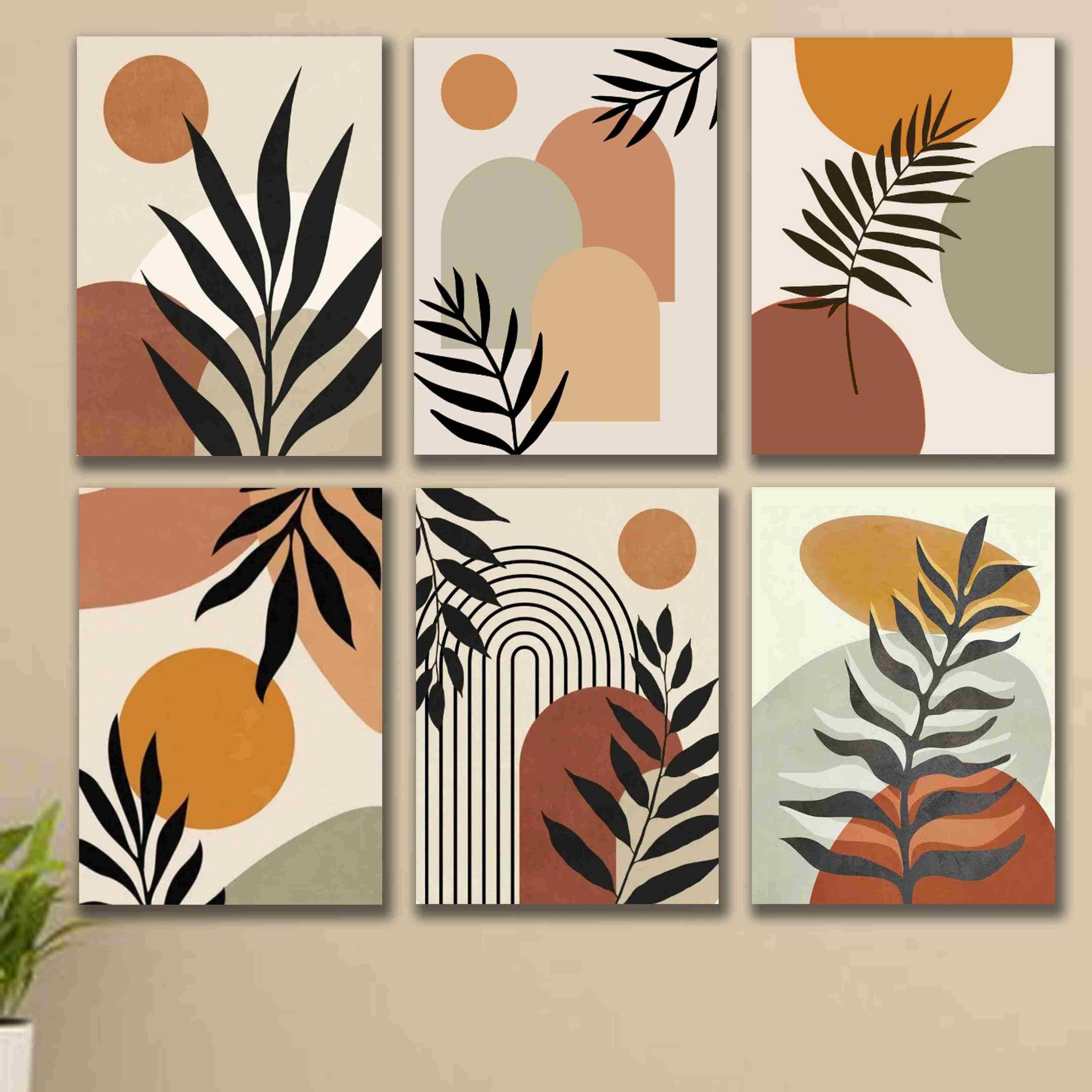set of 6 abstract art wooden canvas frames for wall decoration / sticky photo tiles - Image 4