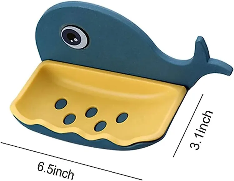 Fish-Shaped Double-Layer Adhesive Waterproof Soap Bar Holder Stand Rack For Bathroom, Shower, And Kitchen Walls (Pieces 1)( random color) - Image 2