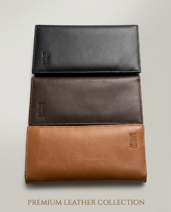 Premium Genuine Leather Long Wallet For Men & Women 12 Card Slots | Mobile Pocket | Stylish Long Purse - Image 4