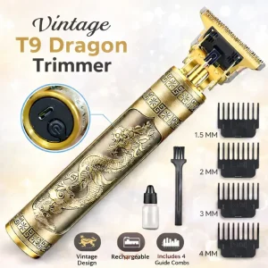 Vintage T9 Professional Trimmer  Close-Cutting T-Blade Hair Clipper for Men - Metal Body