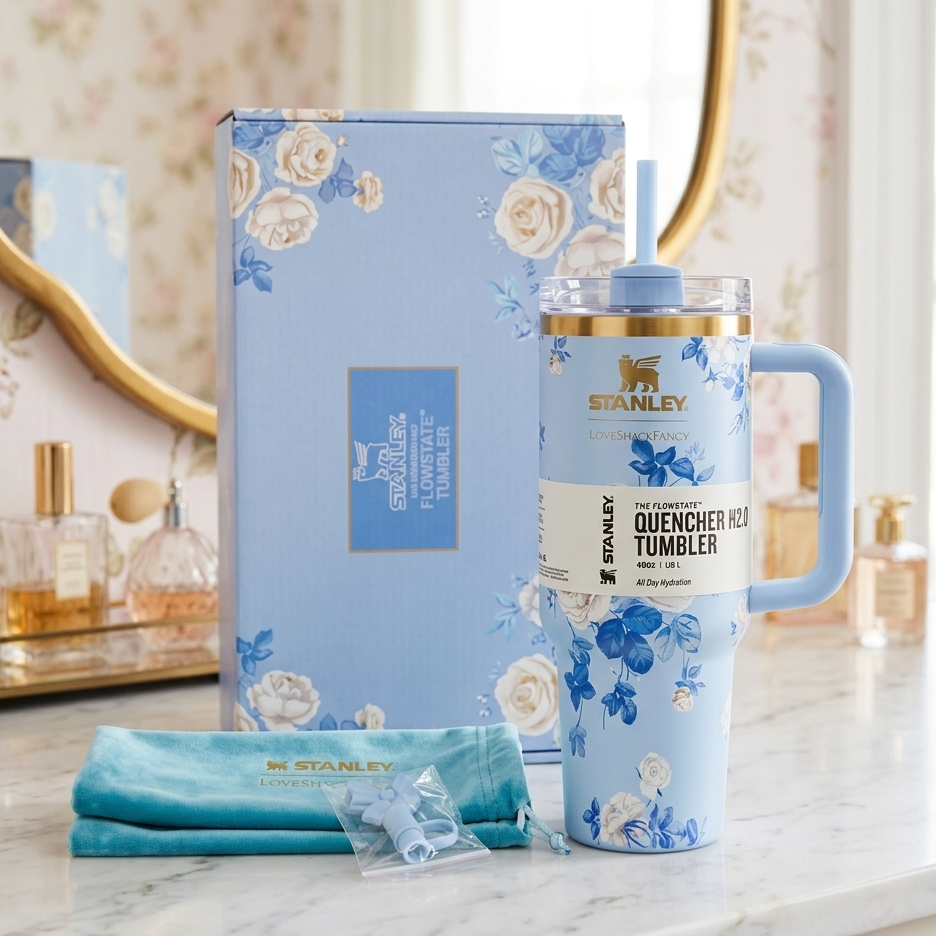 Stanley x LoveShackFancy Limited Edition 40oz Quencher H2.0 FlowState Tumbler Floral Collaboration Collection ( RANDOM COLOUR ) - Image 2
