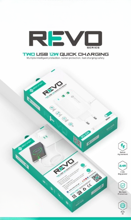 REVO iPhone Charger Fast Charging USB Adapter with Lightning Cable Safe & Reliable Power Charging