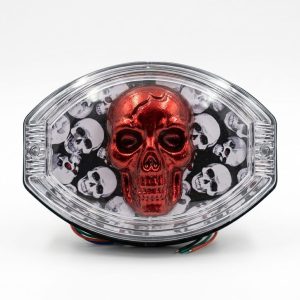 Universal 125cc Motorcycle LED Skull Tail Light  Multi-Color Fancy Rear Back Light for Bikes