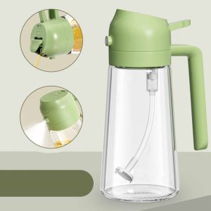 2-in-1 Oil Spray Bottle | Adjustable Mist & Dispenser | 470ml Leak-Proof Glass Container