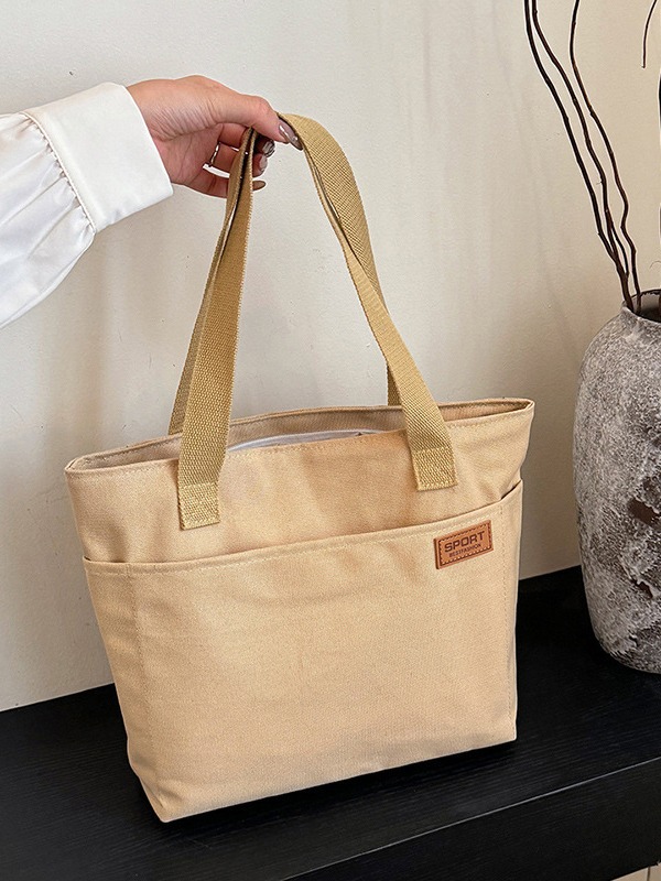 Canvas Tote Bag for Students & Professionals in Pakistan – Reusable Shoulder Bag for College, Office, Shopping & Everyday Use (Black, Off-White, Blue, Khaki & Brown) - Image 4