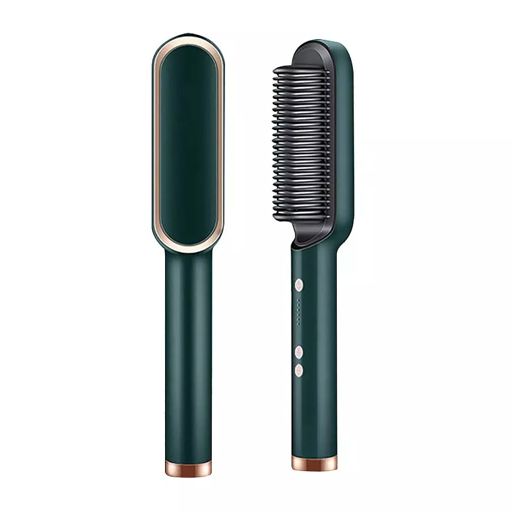 Hair Straightener Iron Brush Straight Hair Comb 2-in-1 Hair Straightener Curling Professional Styling Brush Hair Curler & Straightener For Women (Random Color) - Image 3