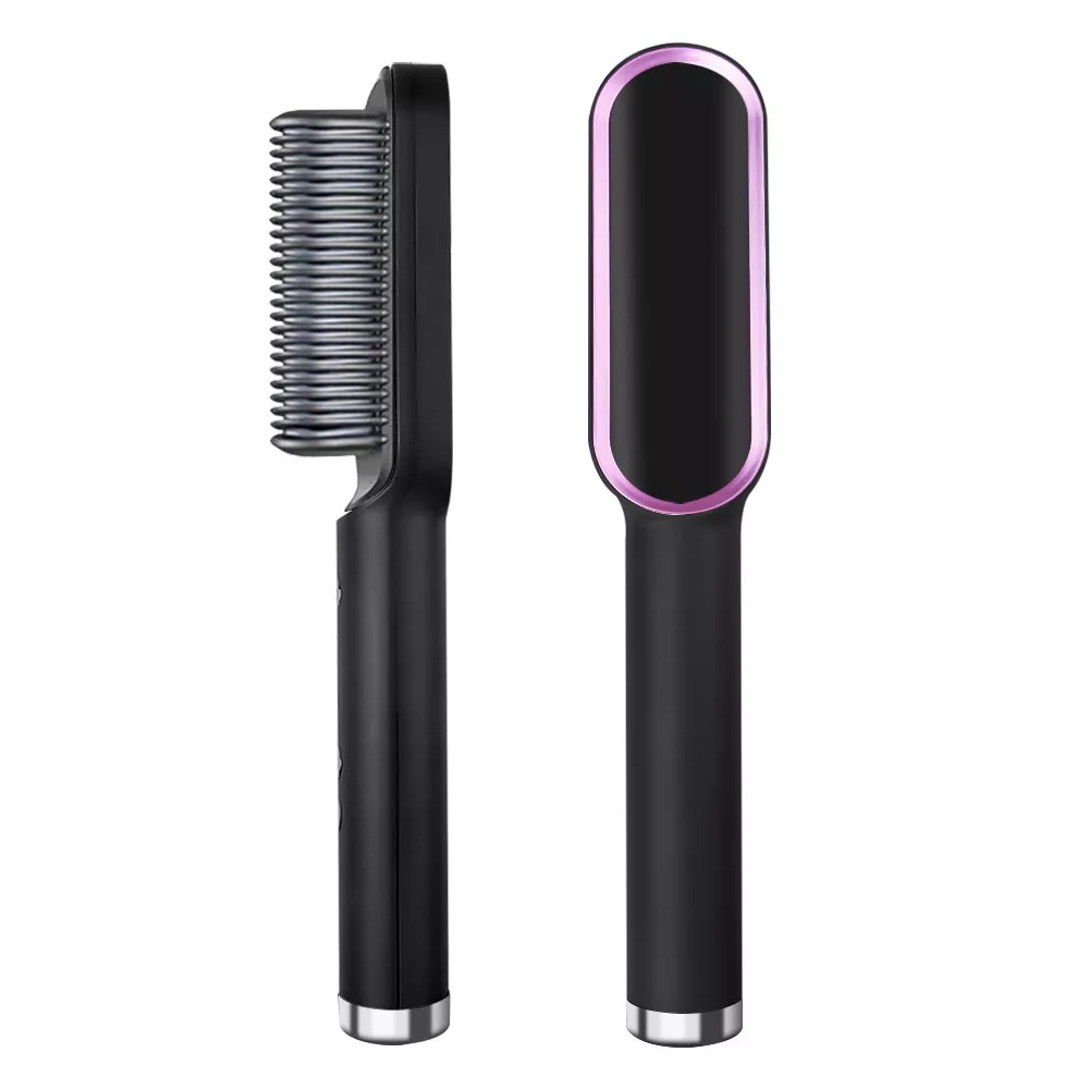 Hair Straightener Iron Brush Straight Hair Comb 2-in-1 Hair Straightener Curling Professional Styling Brush Hair Curler & Straightener For Women (Random Color) - Image 2