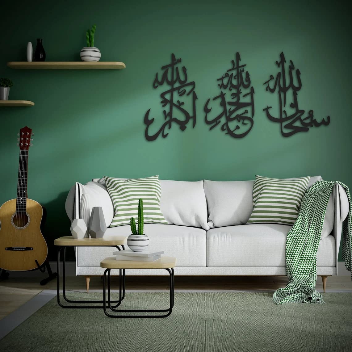 3D Wooden Islamic Wall Art Tasbeeh-e-Fatima Calligraphy (SubhanAllah, Alhamdulillah, Allahu Akbar) - Tasbeeh-e-Fatima Wall Decor 3D Arabic Calligraphy in Wood | Islamic Home Decoration