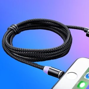 3-in-1 Magnetic Fast Charging Cable | Micro USB, Type-C & iPhone | 360° Rotation | LED | 3A | Nylon Braided