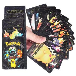 Pokemon Metal Cards Collection Box 55 Cards per Pack | 3D Pokemon Trading Cards | Durable Metal Cards | Gold, Black & Silver Color Options | Premium Collectors Edition Gift Set