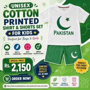 Unisex Cotton Printed Shirt & Shorts Set for Kids